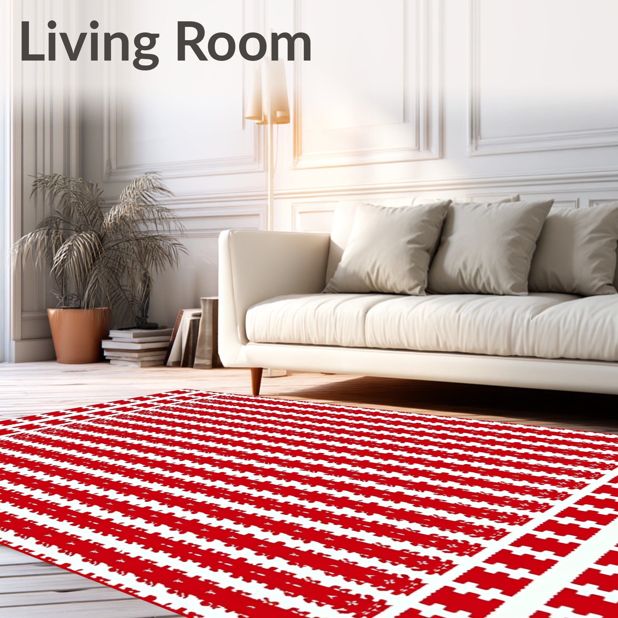 Bold Red Vertical Stripe Pattern Rug