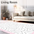 Abstract Swirls White And Silver Rug