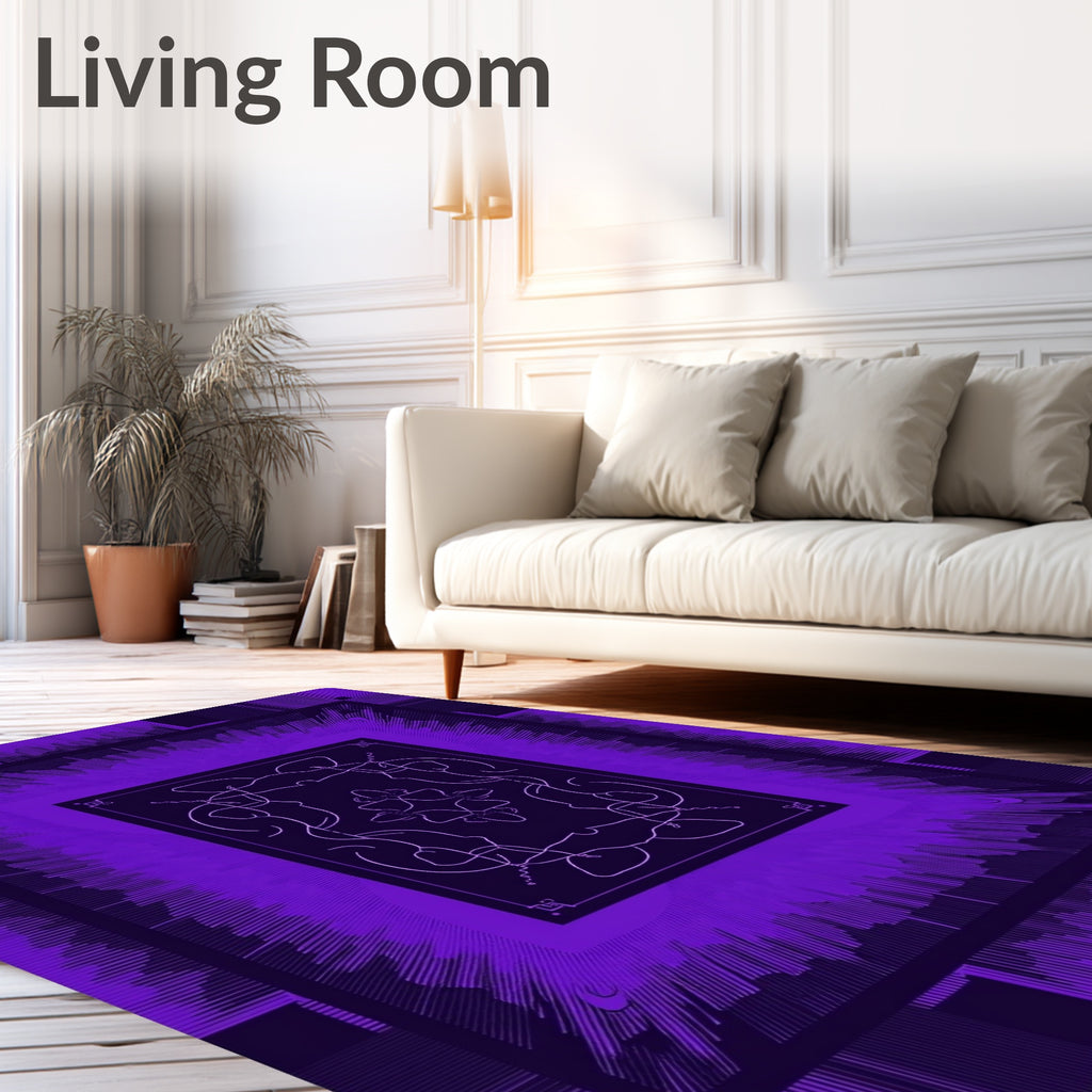 Symmetric Purple Burst Pattern Design Rug