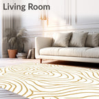 Golden Wood Grain Abstract Contour Rug