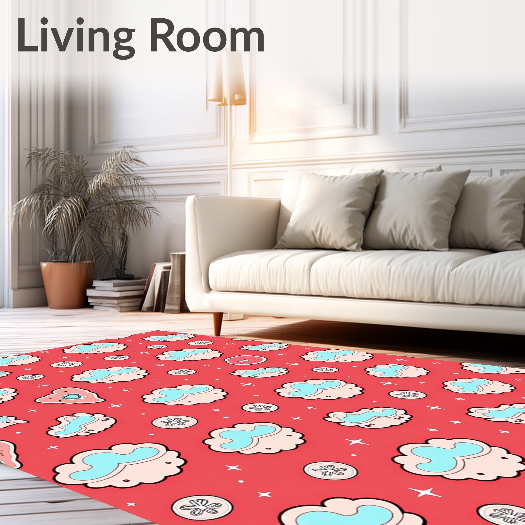Cute Cloud Starry Sky Pattern Rug