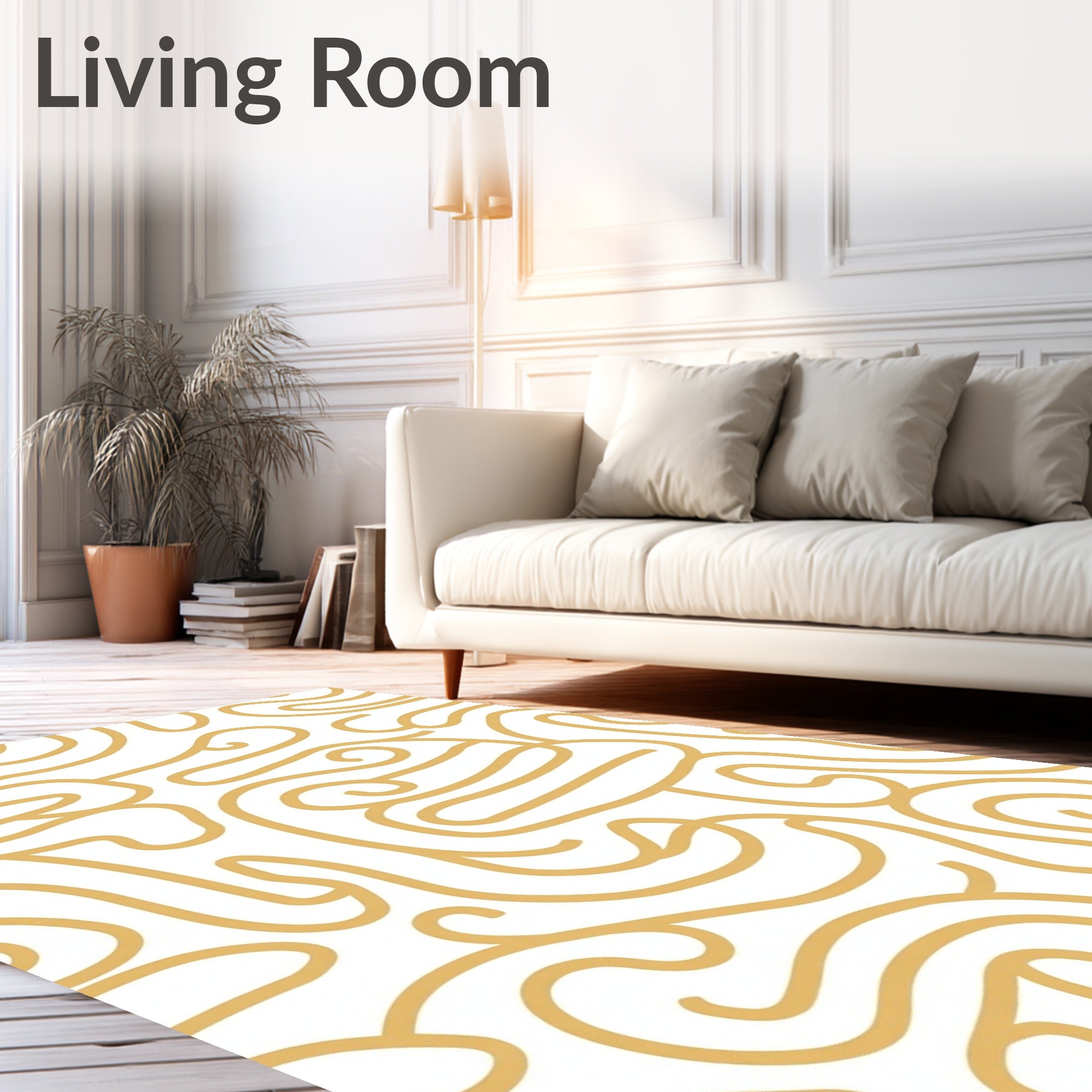 Golden Swirl Abstract Pattern Rug