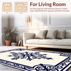 Classic Navy Floral Medallion Border Rug