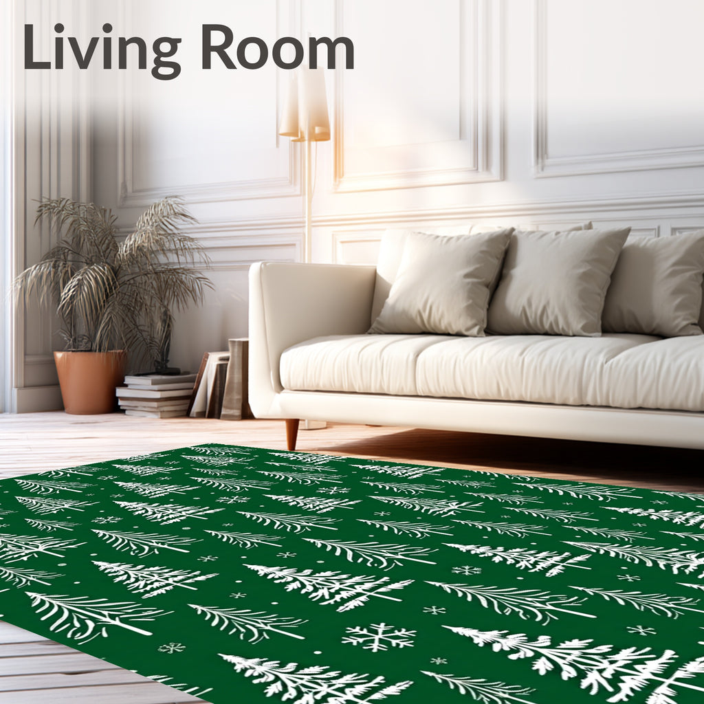 White Trees Green Forest Repeat Rug