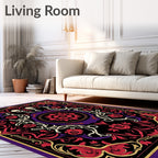Ornate Skull Rose Floral Pattern Rug
