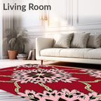 Ornate Floral Mandala In Pink and Red Rug