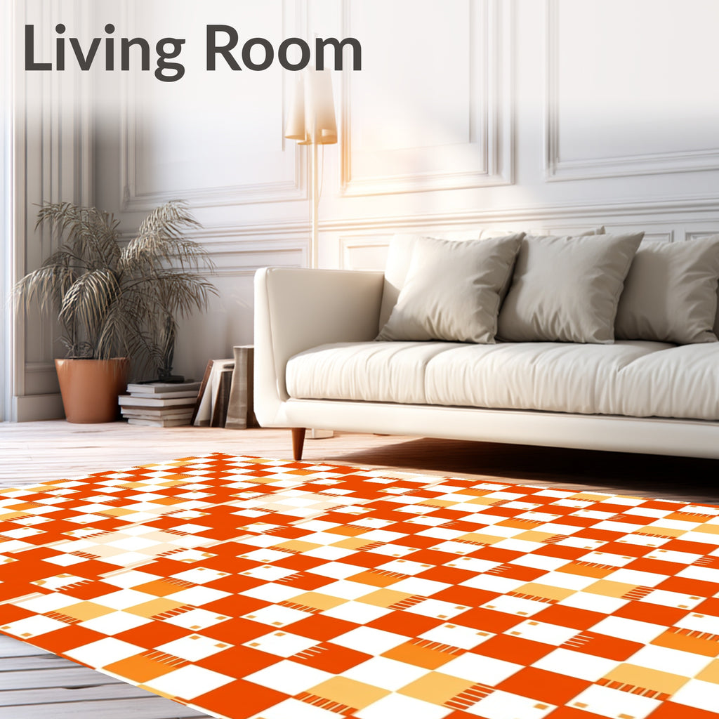 Checkerboard Geometric Pattern Rug
