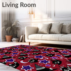 Whimsical Black Cats Stars Pattern Rug
