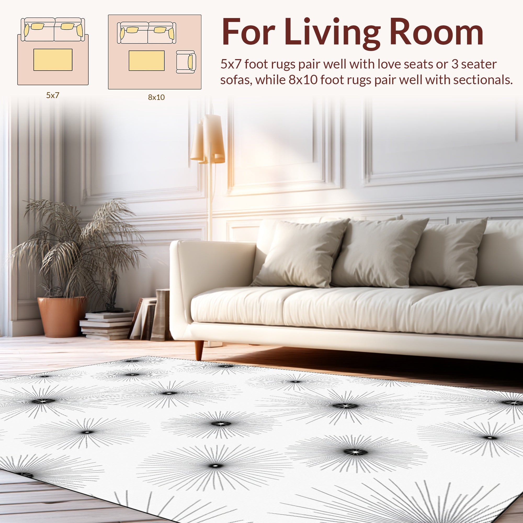 Modern Dandelion Burst Pattern Rug