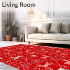 White Reindeer Snowflake Geometric Pattern Rug
