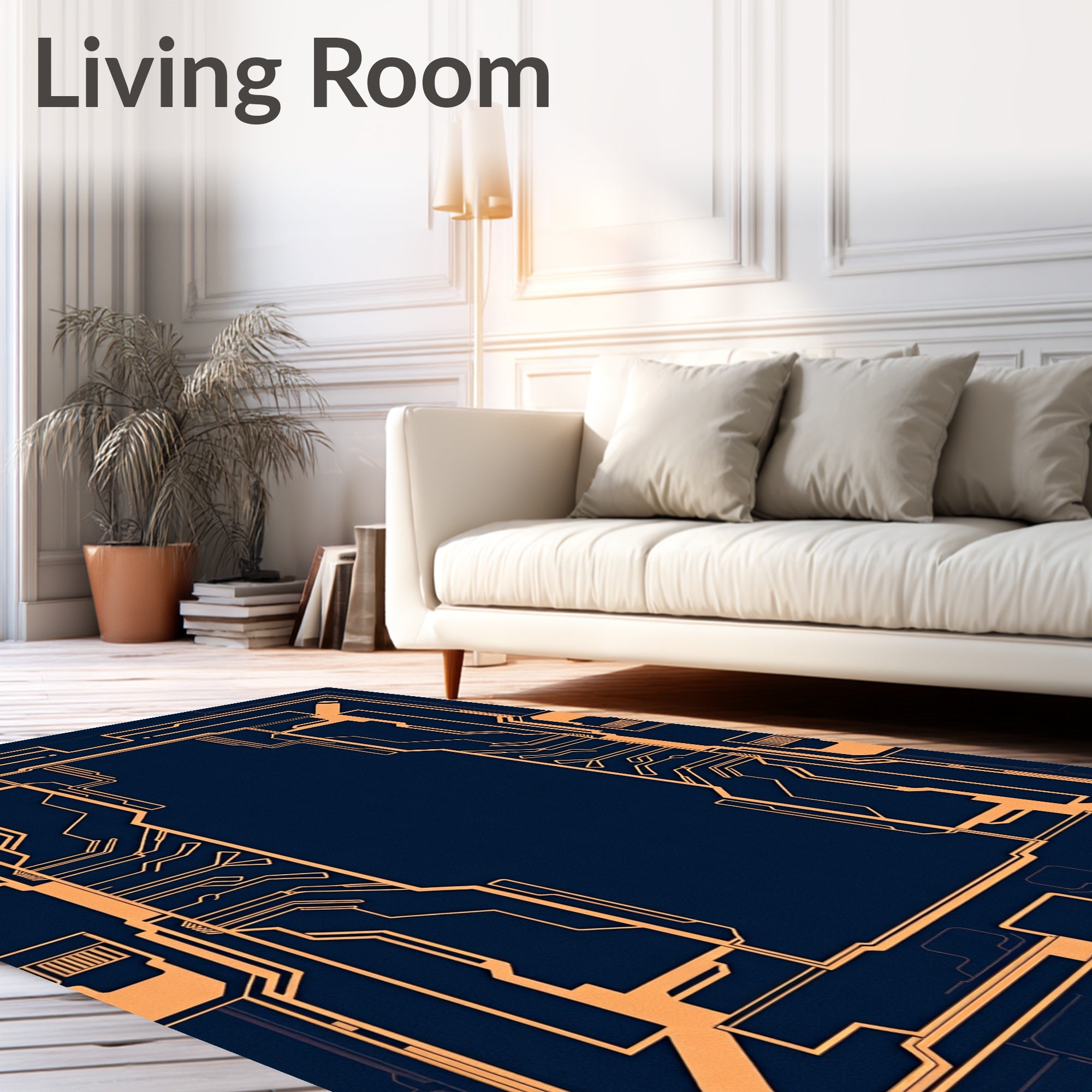 Futuristic Circuit Board Pattern Design Rug