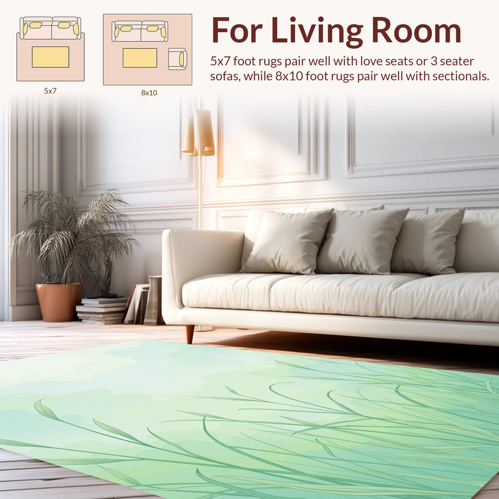 Soft Green Grass Field Pattern Rug