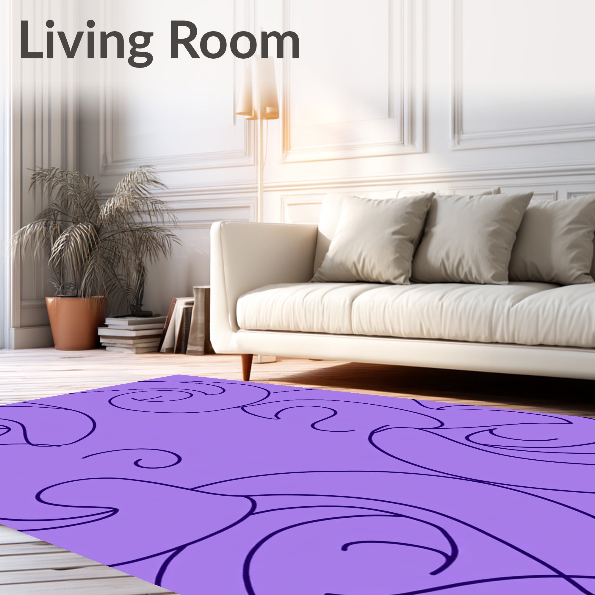Purple Abstract Swirl Design Rug