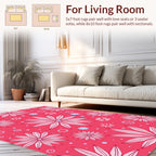 Coral Pink Starburst Floral Pattern Rug