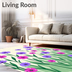 Purple Pink Floral Field Design Rug