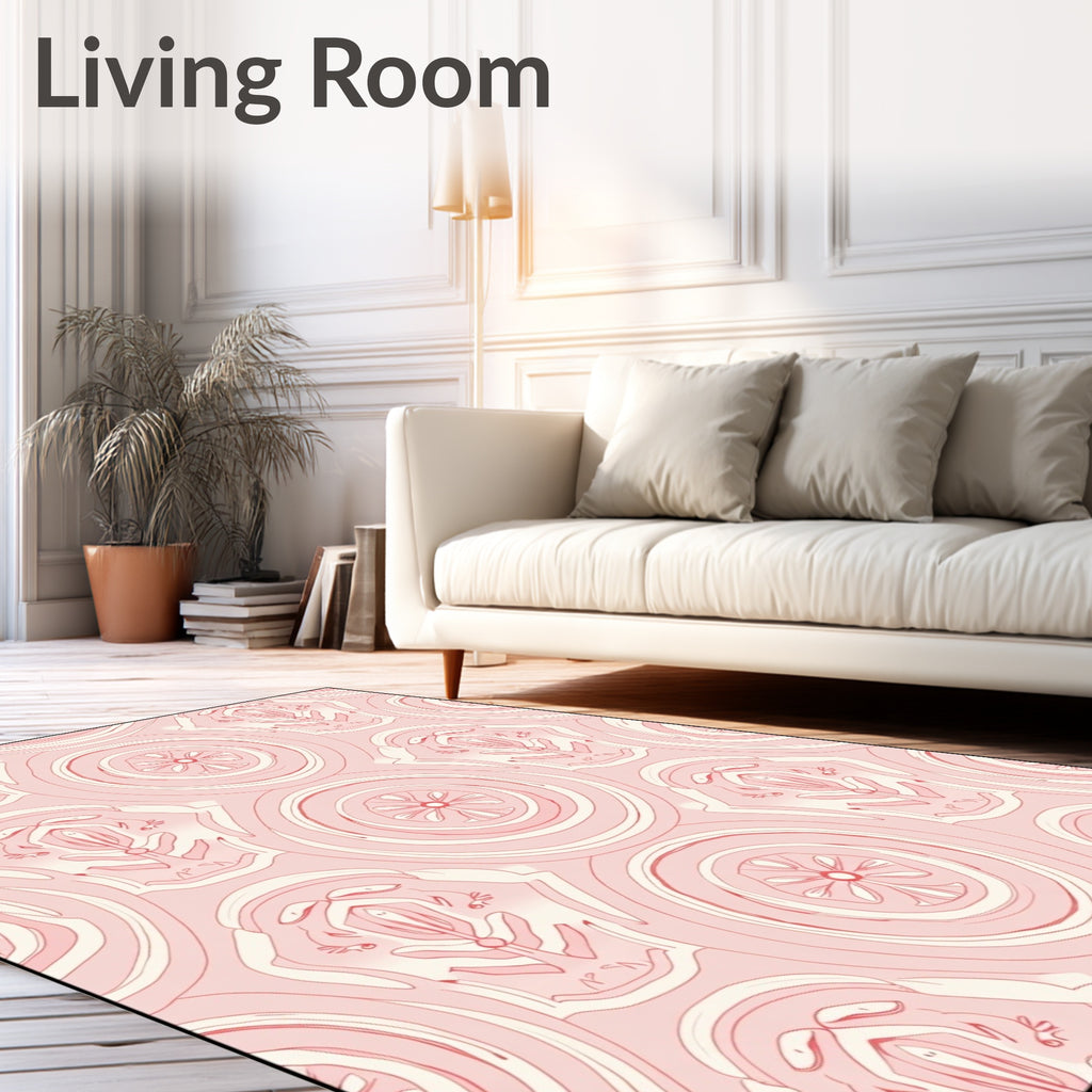 Floral Medallion Patterned Soft Pink Rug