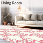 Delicate Pink Floral Swirl Pattern Rug