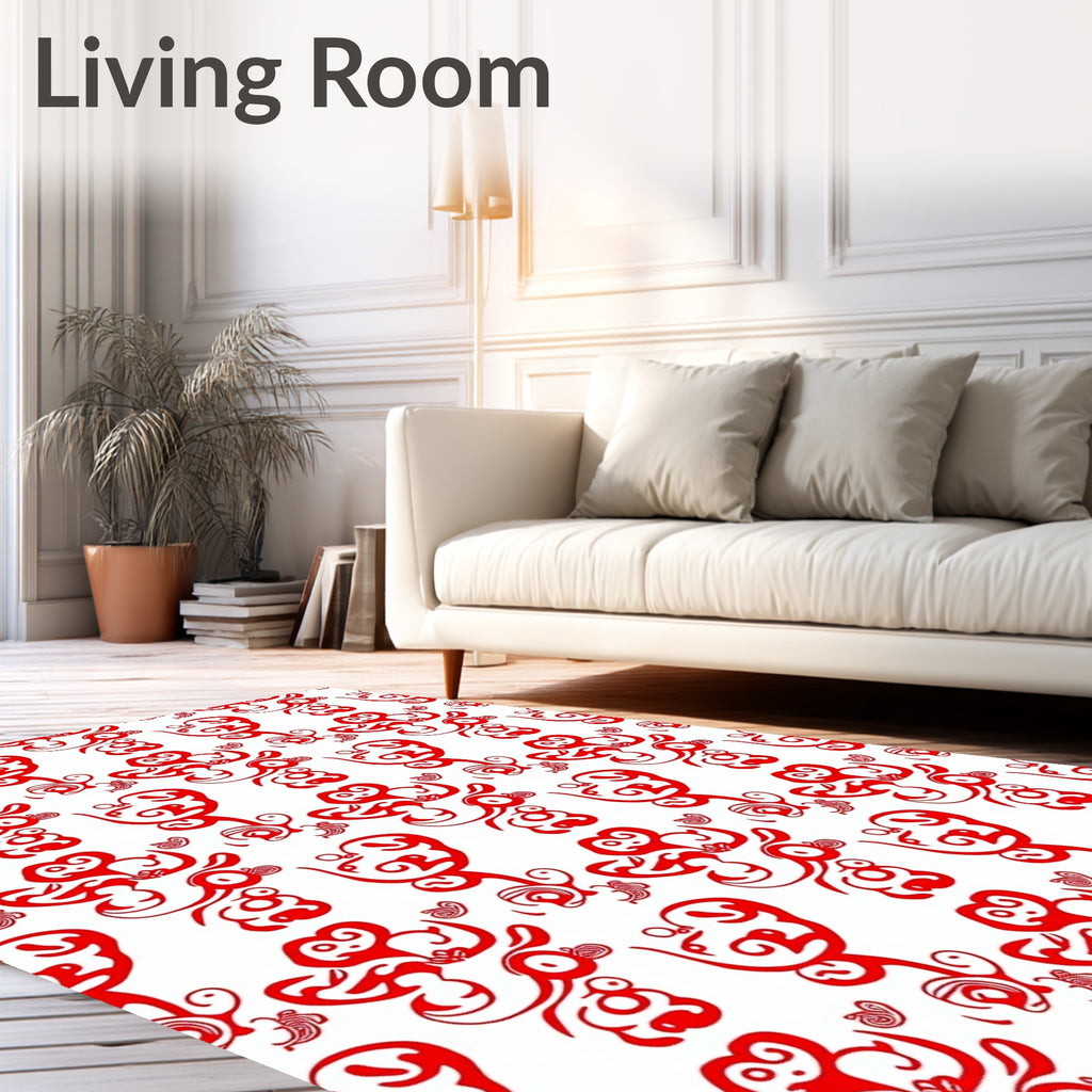 Abstract Red Swirl Pattern Rug