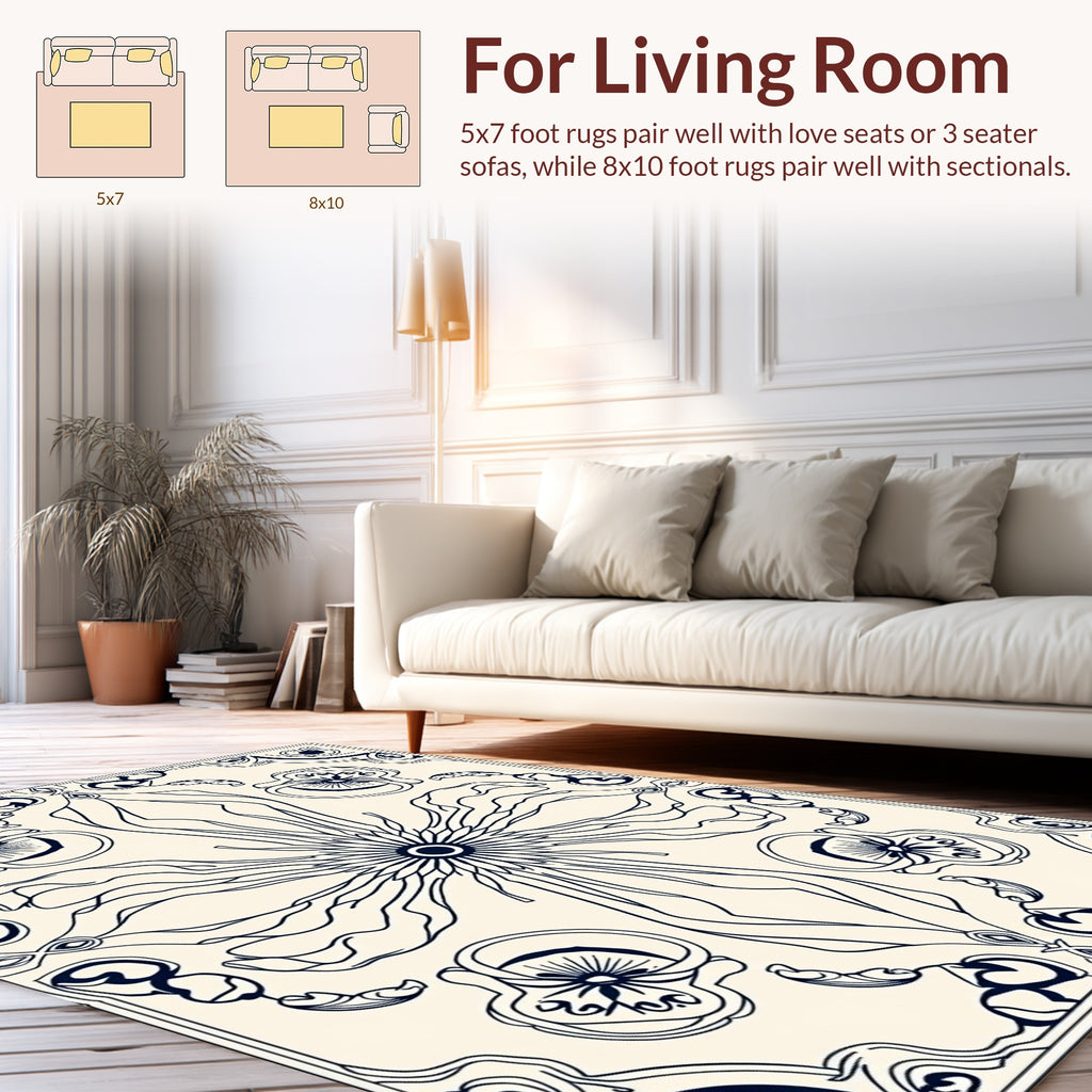 Ornate Floral Sunburst Design Rug