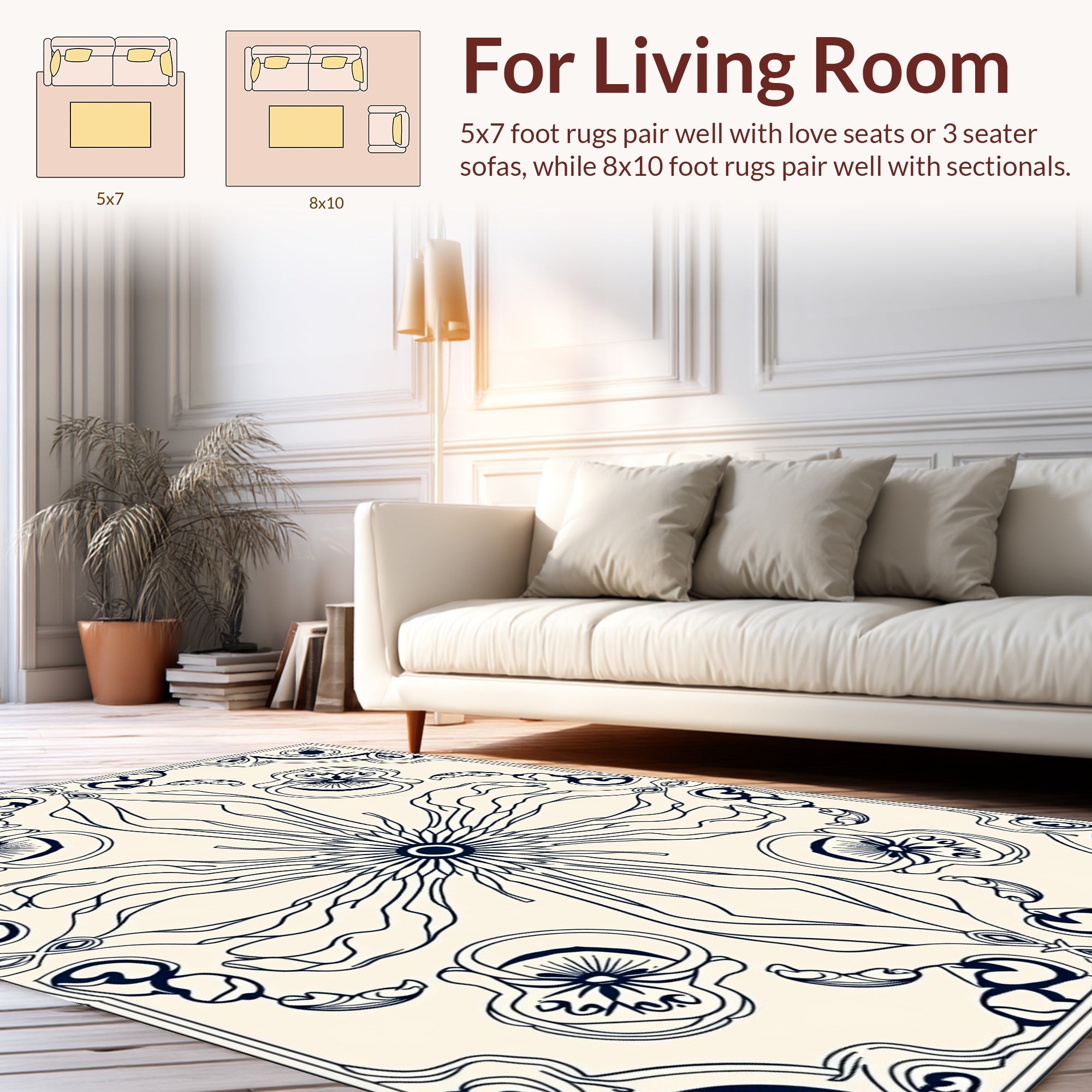 Ornate Floral Sunburst Design Rug