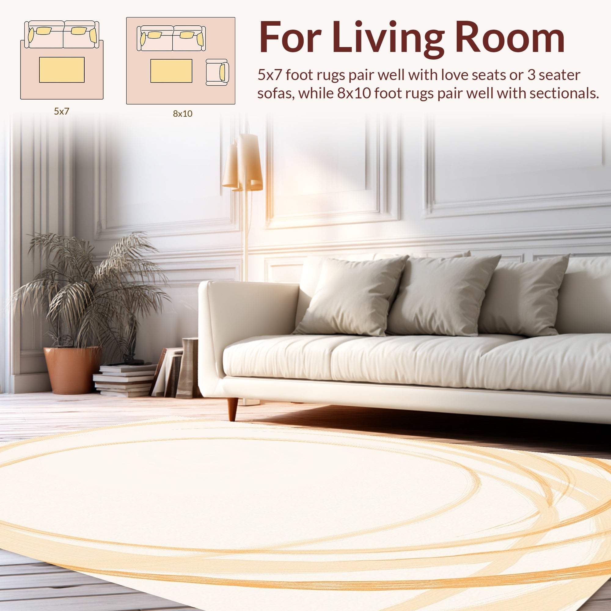 Abstract Swirls Warm Ochre Design Rug