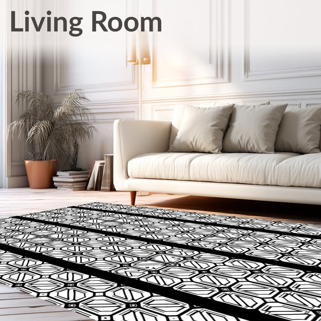 Geometric Pattern With Vertical Stripes Rug