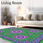 Bold Floral Patterned Square Rug