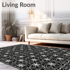 Intricate Floral Line Art Pattern Rug