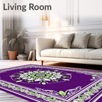 Purple Mandala Border Floral Rug
