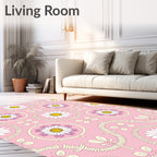 Daisies Delightful Pink Floral Pattern Rug
