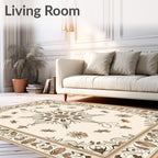 Elegant Floral Scrollwork Medallion Design Rug