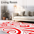 Bold Red Swirl Triangle Pattern Rug