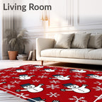 Festive Snowman And Snowflake Pattern Rug