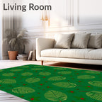 Green Leaves With Red Berries Pattern Rug