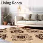 Elegant Brown Mandala Pattern Rug