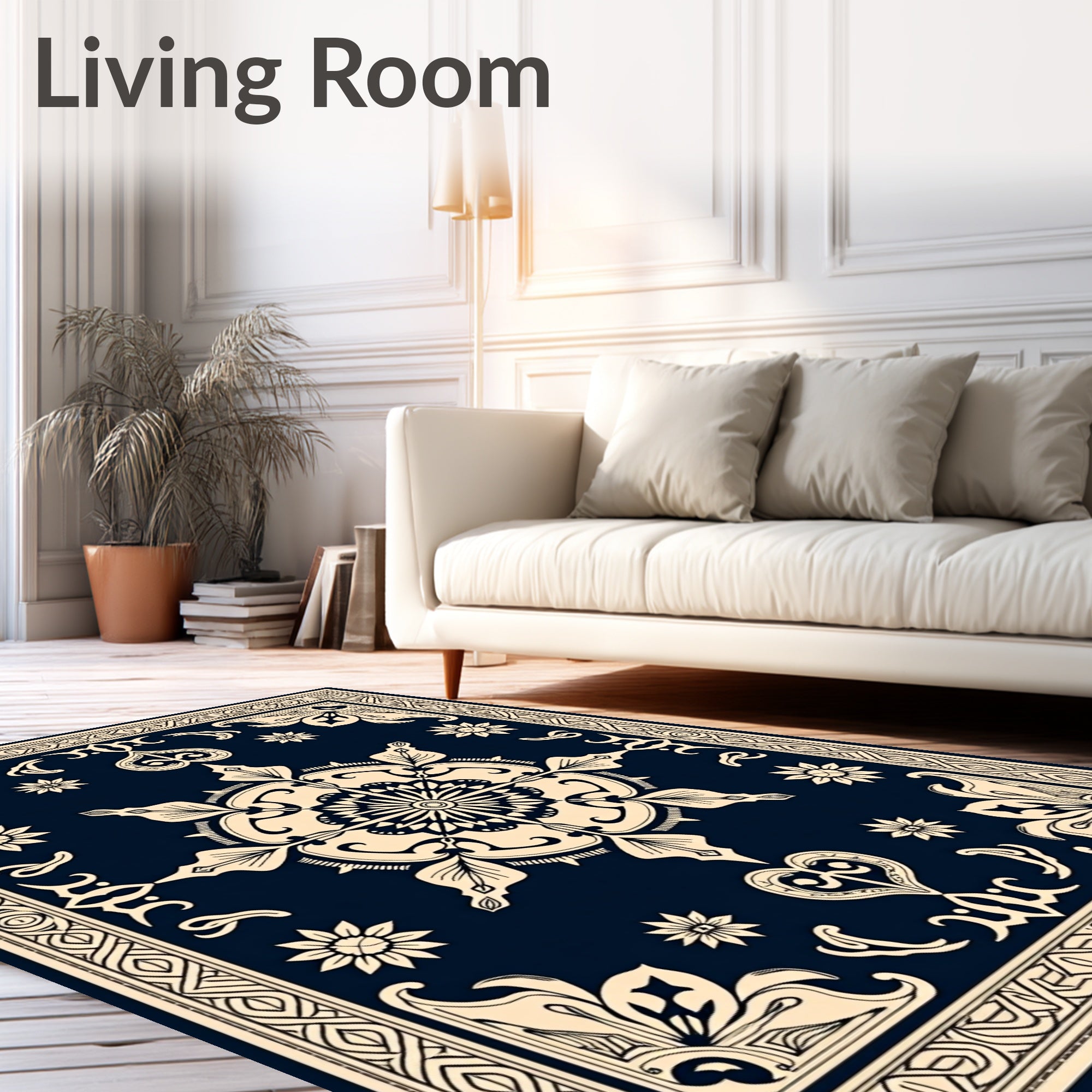 Intricate Floral Design With Border Rug