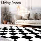 Classic Black White Checkerboard Pattern Rug