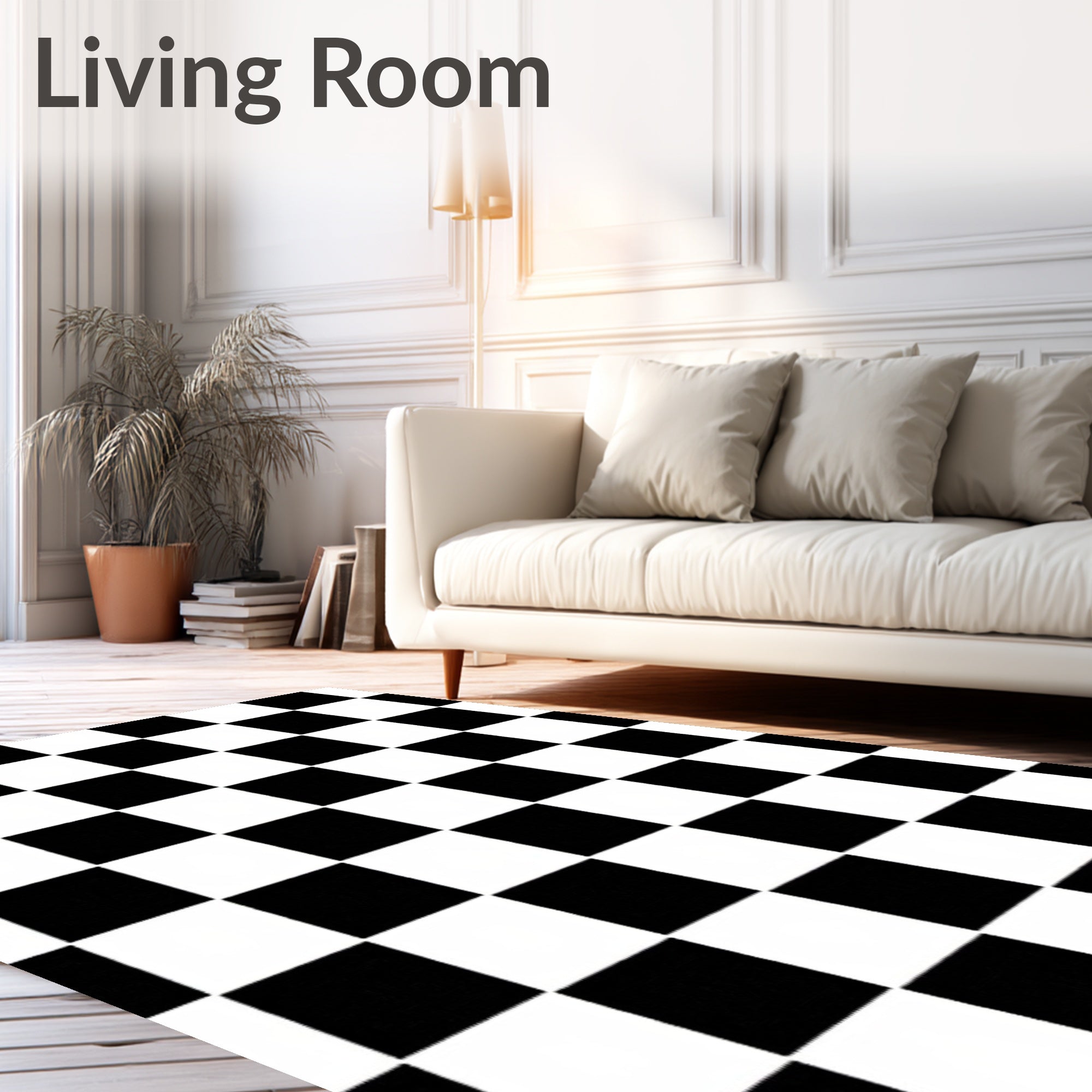 Classic Black White Checkerboard Pattern Rug