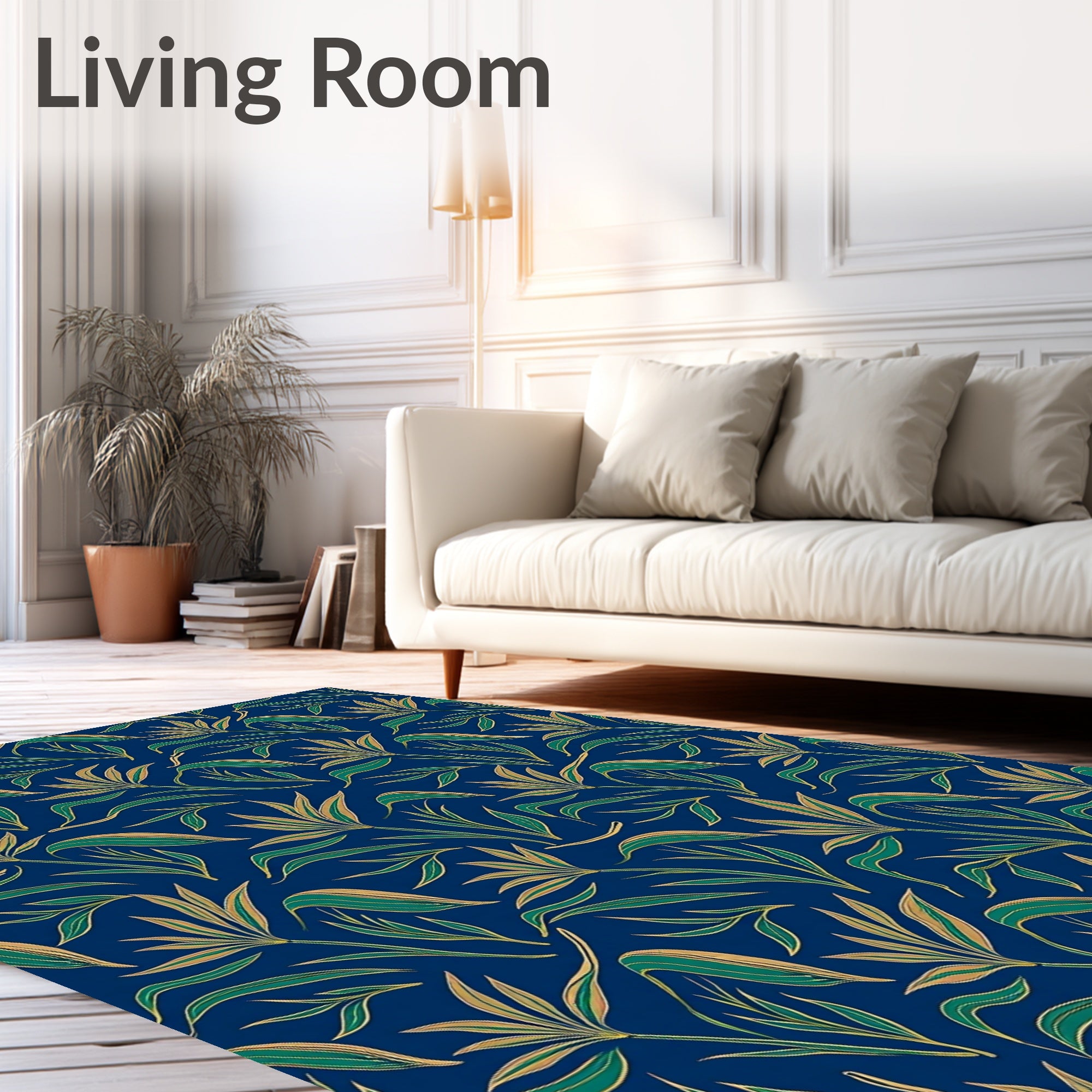 Botanical Foliage Leaf Pattern Design Rug