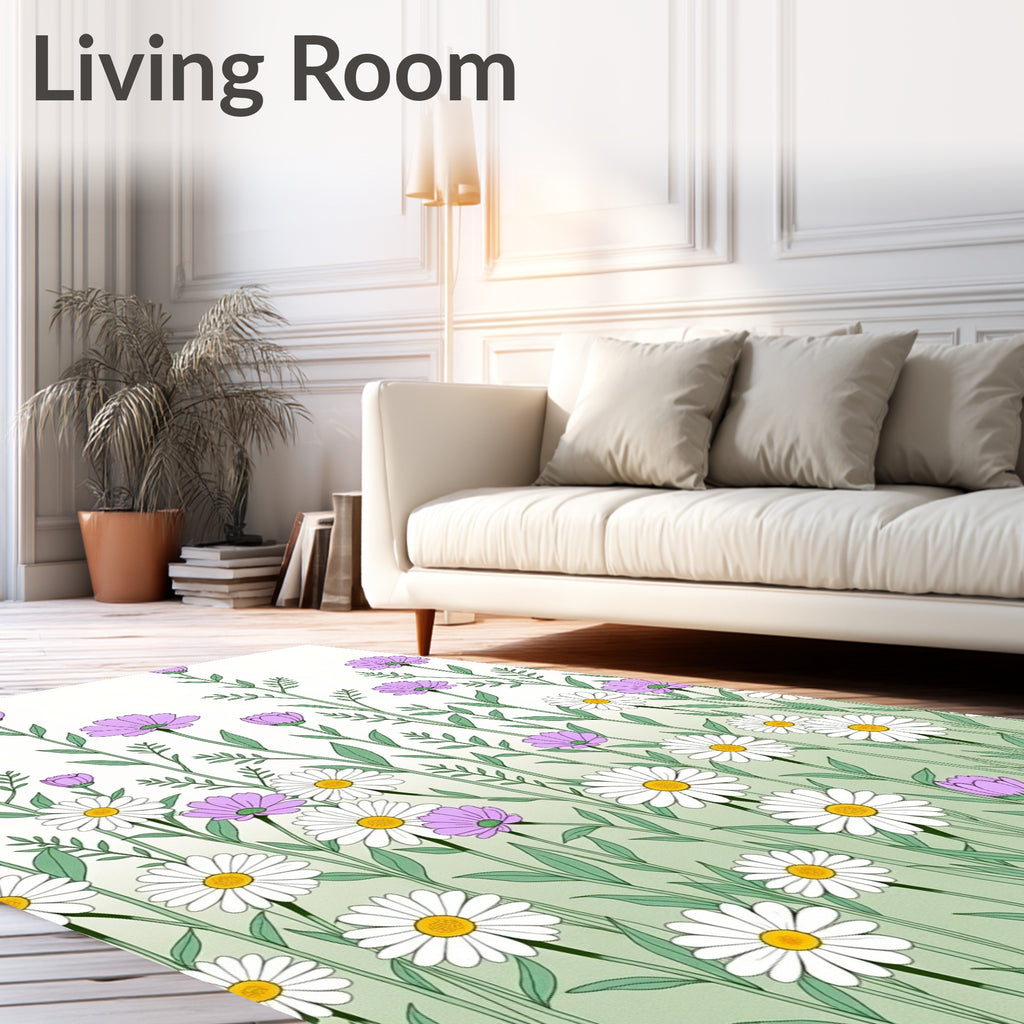 Delicate Floral Patterned Border Rug