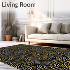 Bold Swirls Black Gold Pattern Rug