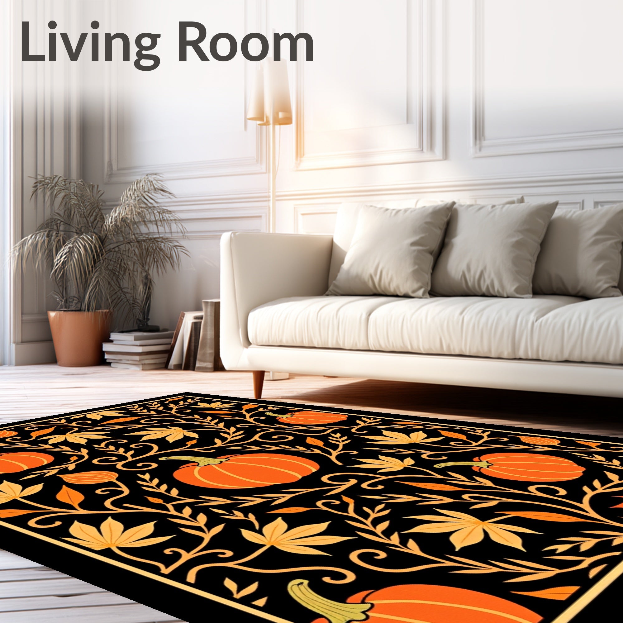 Pumpkin Vine Floral Pattern Rug