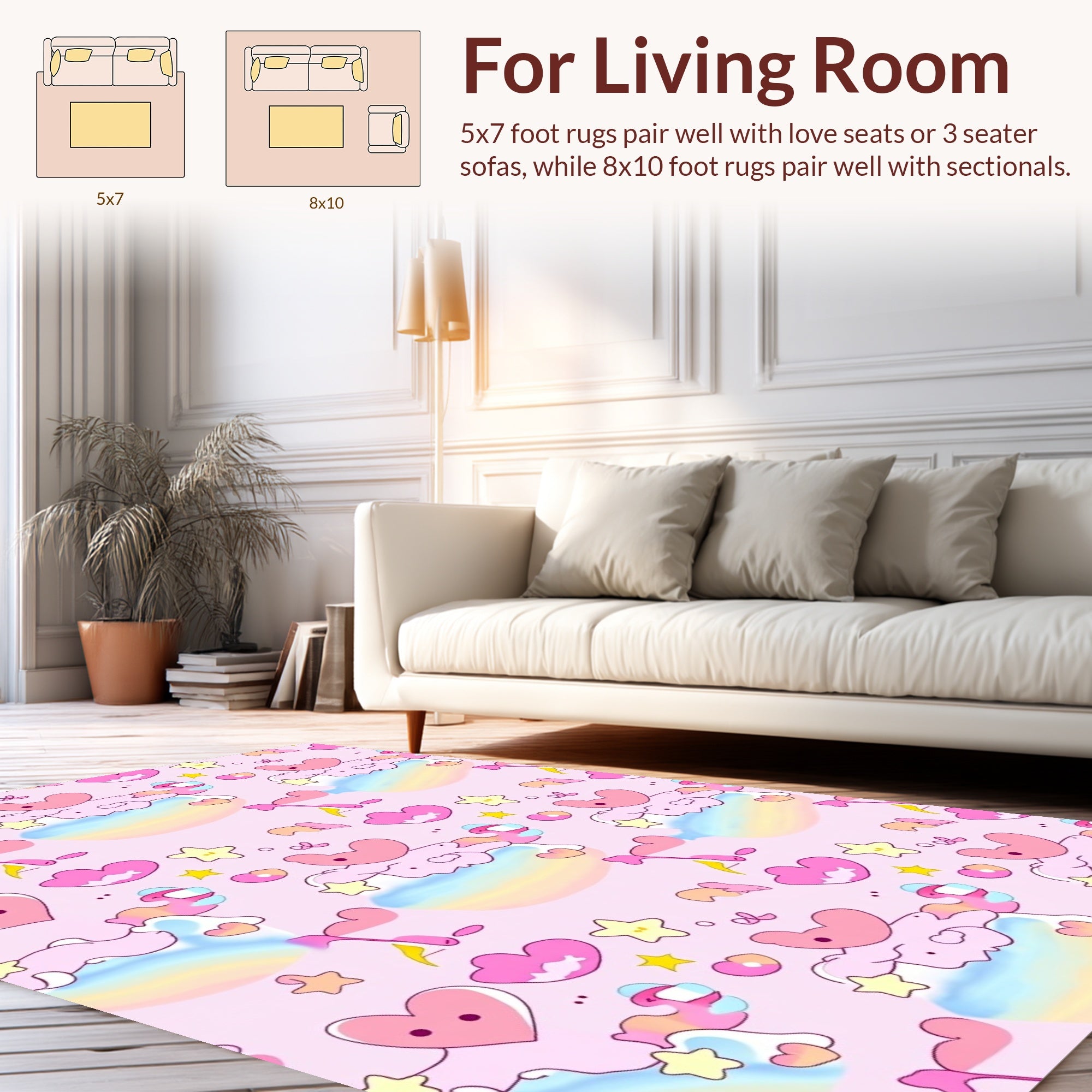Pastel Dreams Rainbow Clouds Rug