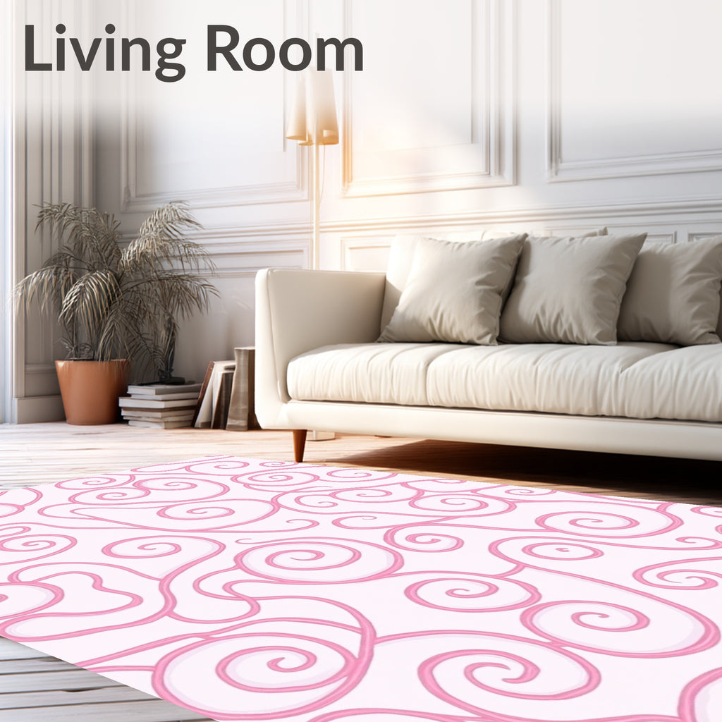 Pink Swirl Vine Pattern Rug