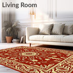 Intricate Floral Medallion Red Pattern Rug