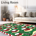Red Barn Snow Village Trees Rug