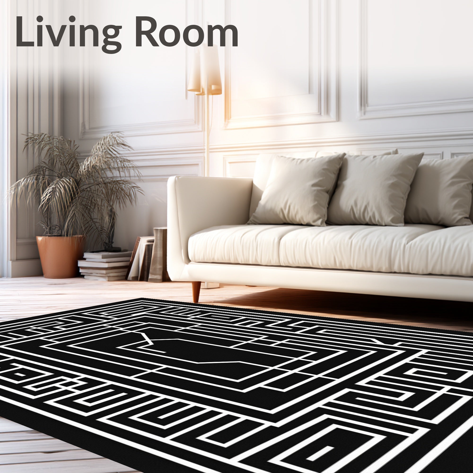 Minimalist Geometric Maze Pattern Rug