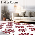 Deep Red Snowflake Imprint Rug