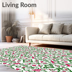Vibrant Floral Vine Bird Pattern Rug
