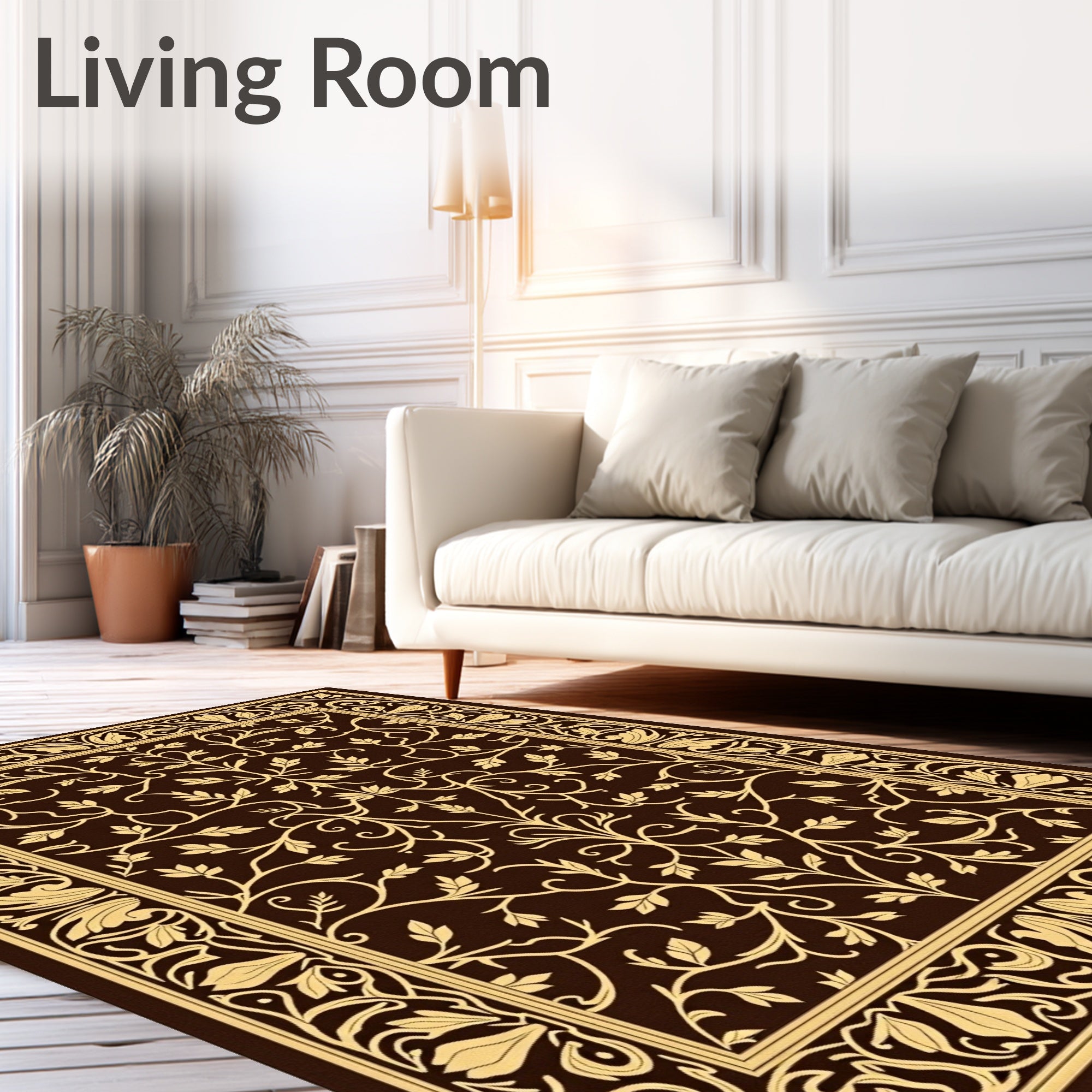 Ornate Vine Leaf Pattern Rug